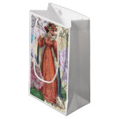 赤ビクトリアンファッションのカラフル女性 スモールペーパーバッグ (正面アングル)