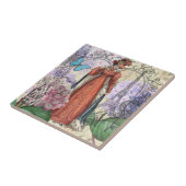 赤ビクトリアンファッションのカラフル女性 タイル (側面)