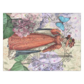 赤ビクトリアンファッションのカラフル女性 テーブルクロス (正面(横))