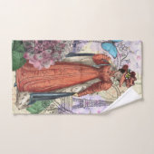 赤ビクトリアンファッションのカラフル女性 バスタオルセット (ハンドタオル)