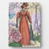 赤ビクトリアンファッションのカラフル女性 フォトプラーク (正面)