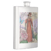 赤ビクトリアンファッションのカラフル女性 フラスク (右)