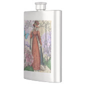赤ビクトリアンファッションのカラフル女性 フラスク (左)