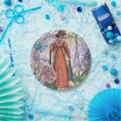 赤ビクトリアンファッションのカラフル女性 ペーパープレート (パーティー)