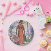 赤ビクトリアンファッションのカラフル女性 ペーパープレート (パーティー)