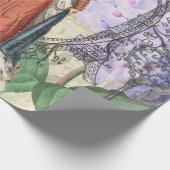 赤ビクトリアンファッションのカラフル女性 ラッピングペーパー (角)