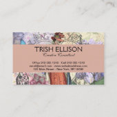 赤ビクトリアンファッションのカラフル女性 名刺 (裏面)