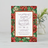 赤ビクトリアンフローラ結婚のチンツヴィンテージ 箔シーズンカード (立ち正面)