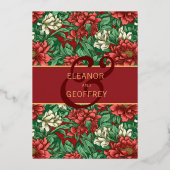 赤ビクトリアンフローラ結婚のチンツヴィンテージ 箔シーズンカード (裏面)