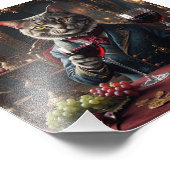 赤ビクトリアンワインをグラスに入れた猫 フォトプリント            (角)