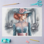 赤ビクトリアン頭美しい切り離 薄葉紙 (クラフト)