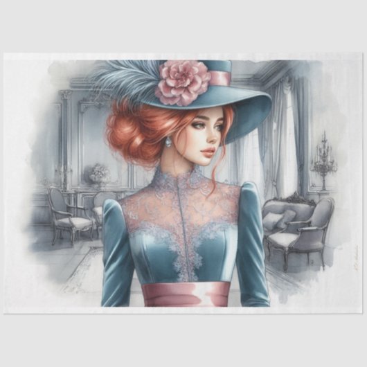 赤ビクトリアン頭美しい切り離 薄葉紙 (正面)