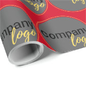 赤ビジネスロゴ繰り返しパターン顧客ギフト ラッピングペーパー (ロールコーナー)