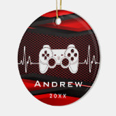 赤ビデオゲームコントローラゲーマーゲーミングボーイズ名 セラミックオーナメント (左)