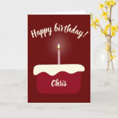 赤ビロードお誕生日ケーキ(明るいロ白熱［赤熱］光を放つウソク付き) カード (黄色い花)