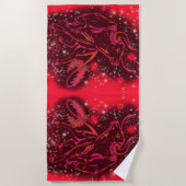 赤ビーチタオルランニングが星空の夜 ビーチタオル (正面)