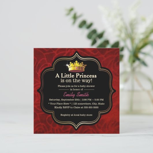 赤ビ王室のロード小プリンセスクラウンベビーシャワー 招待状 (スタンド正面)