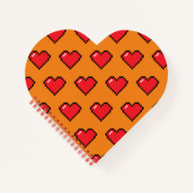 赤ピクセルハートパターン