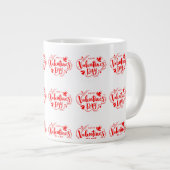 赤ピクセル化されたバレンタインデー・アート ジャンボコーヒーマグカップ (正面右)