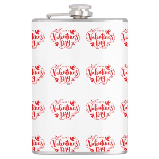 赤ピクセル化されたバレンタインデー・アート フラスク (正面)