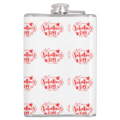 赤ピクセル化されたバレンタインデー・アート フラスク (裏面)