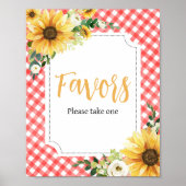 赤ピクニックひまわり赤ちゃんシャワーの好意 ポスター (正面)