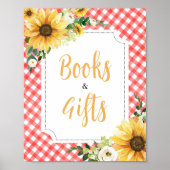 赤ピクニックひまわり赤ちゃんシャワー本とギフト ポスター (正面)