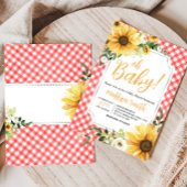 赤ピクニックひまわり赤ちゃんシャワー 招待状