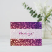 赤ピンクとパープルのスパークルダイヴァ グリッター デザイン ポストカード (スタンド正面)