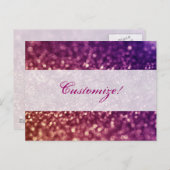 赤ピンクとパープルのスパークルダイヴァ グリッター デザイン ポストカード (正面/裏面)