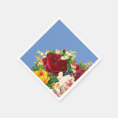赤ピンクと黄色のバラの配置 スタンダードカクテルナプキン (角)