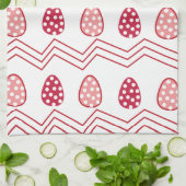 赤ピンクのイースターエッグのイースターパターン キッチンタオル (折り畳み)