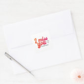 赤ピンクのオレンジ恋しく思色デザイン スクエアシール (封筒)