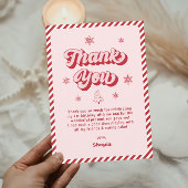 赤ピンクのクリスマスバースデーパーティー サンキューカード