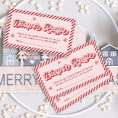 赤ピンクのクリスマスベビーシャワーおむつラッフル エンクロージャーカード