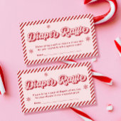 赤ピンクのクリスマスベビーシャワーおむつラッフル エンクロージャーカード