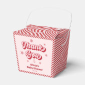 赤ピンクのクリスマスベビーシャワー フェイバーボックス (正面サイド)