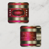 赤ピンクのグラデーション大理石を使用した卓越したシルバー スクエア名刺 (正面/裏面)