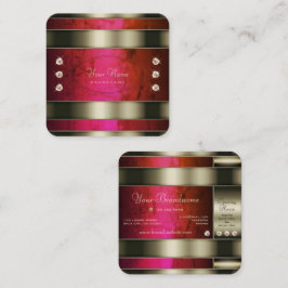 赤ピンクのグラデーション大理石を使用した卓越したシルバー スクエア名刺