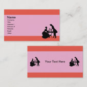 赤ピンクのテーブルワインを飲むカップル 名刺 (正面/裏面)