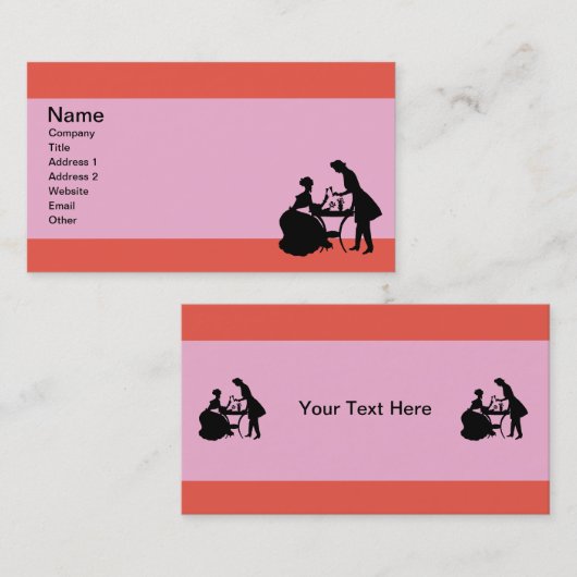 赤ピンクのテーブルワインを飲むカップル 名刺 (正面/裏面)