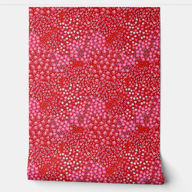 赤ピンクのディティカラフルフローラ園の花 壁紙 (ほどく)