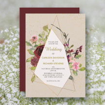 赤ピンクのバラと金ゴールドフレーム結婚ズ