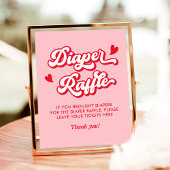 赤ピンクのバレンタインベビーシャワーおむつラッフル ポスター