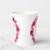 赤ピンクのパンジーの花リースの水結婚色 紙コップ (左)