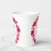 赤ピンクのパンジーの花リースの水結婚色 紙コップ (右)