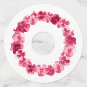 赤ピンクのパンジー水彩花結婚のイベント ワイングラスタグ (正面)