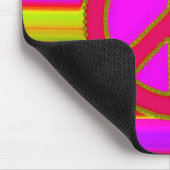 赤ピンクのフラクタルと平和サイン マウスパッド (コーナー)