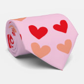 赤ピンクのミニハートネックタイ ネクタイ (ロール)