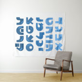 赤ピンクのユダヤ人グラデーションの子供のヘブライ語アレフべット タペストリー (インサイチュ(横))